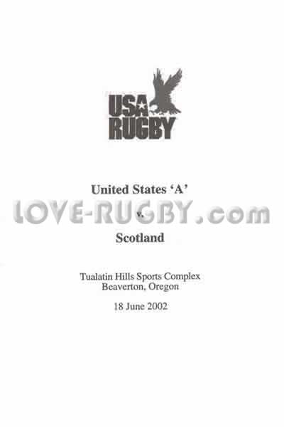 2002 USA A v Scotland  Rugby Programme